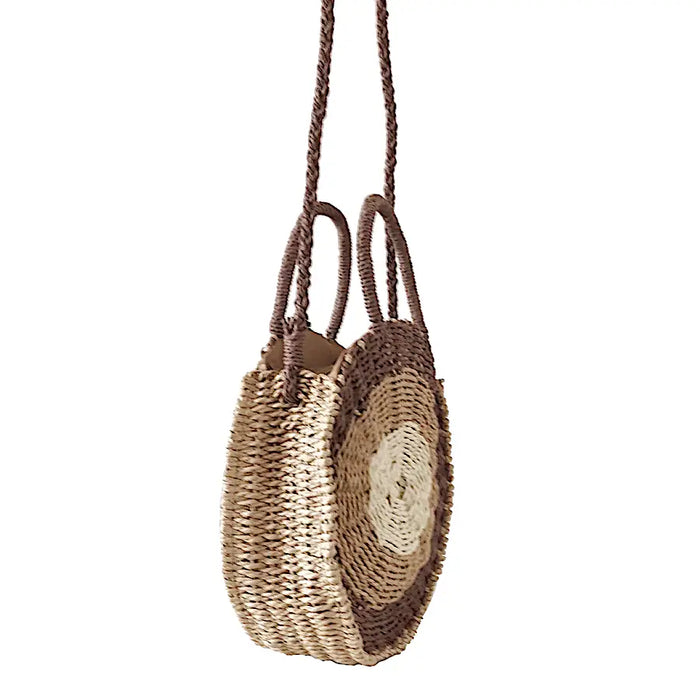 Bolsa Crossbody Palha Round Marrom - Acessorio de Moda