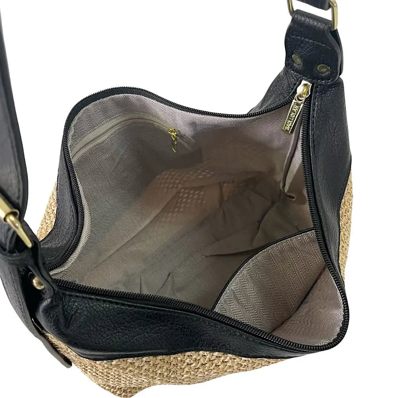 Bolsa Hobo Ráfia Sintética Preto - Acessorio de Moda