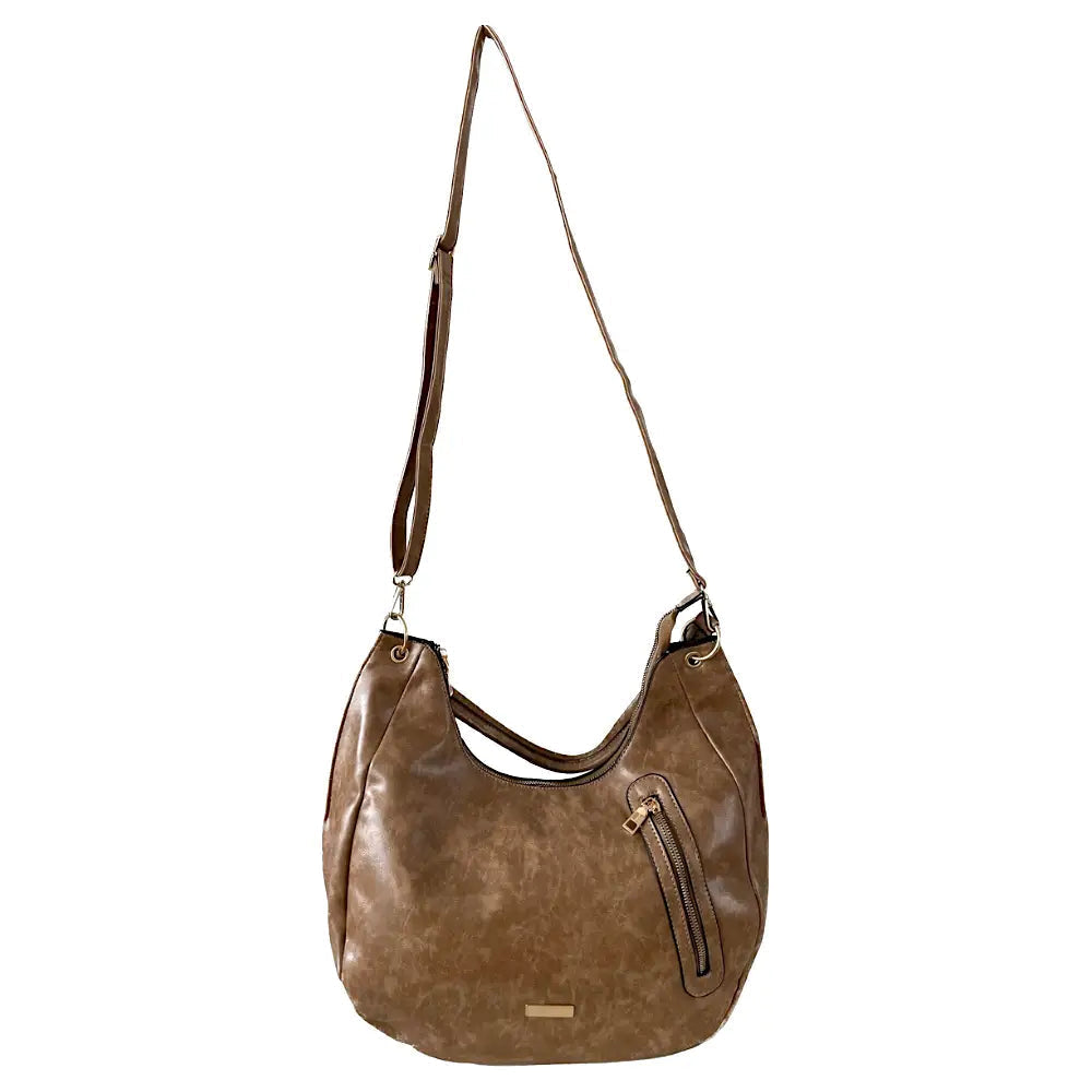 Bolsa Hobo Soft com Bolso Bege - Acessorio de Moda - Estilo