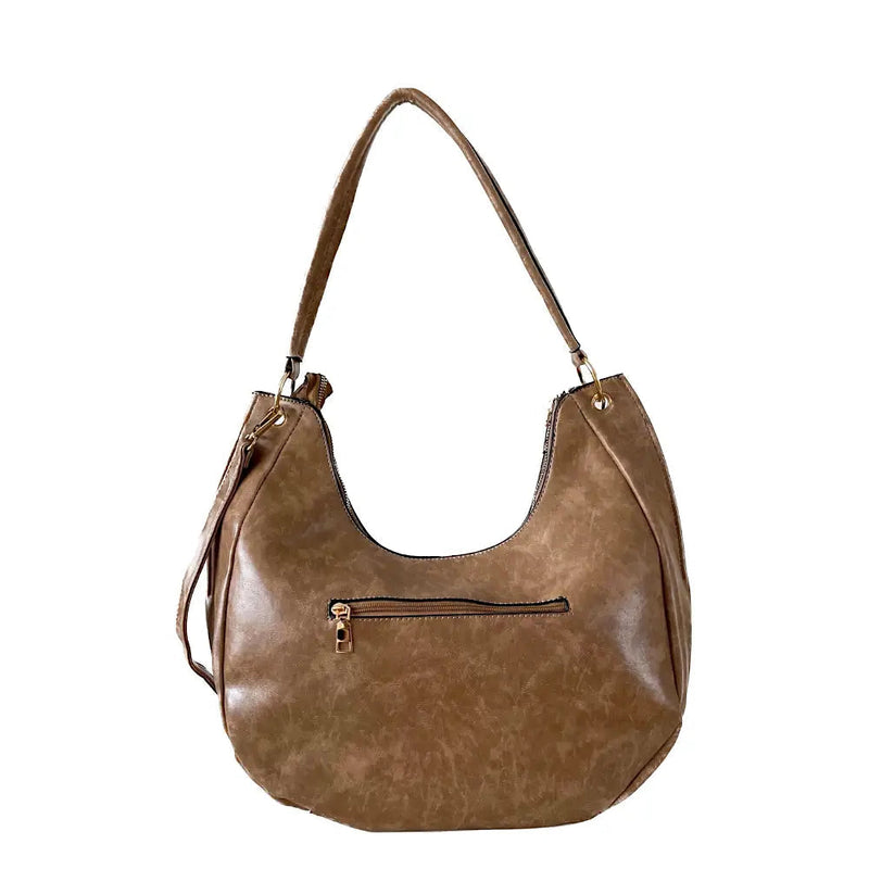 Bolsa Hobo Soft com Bolso Bege - Acessorio de Moda - Estilo