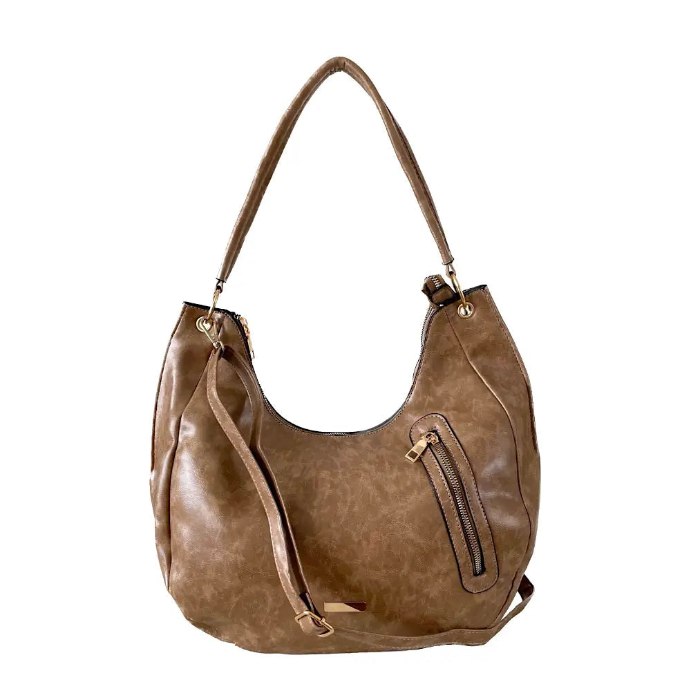 Bolsa Hobo Soft com Bolso Bege - Acessorio de Moda - Estilo