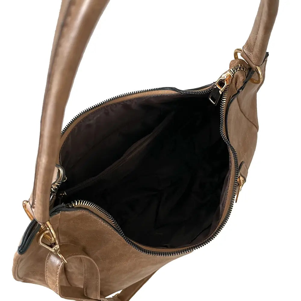 Bolsa Hobo Soft com Bolso Bege - Acessorio de Moda - Estilo