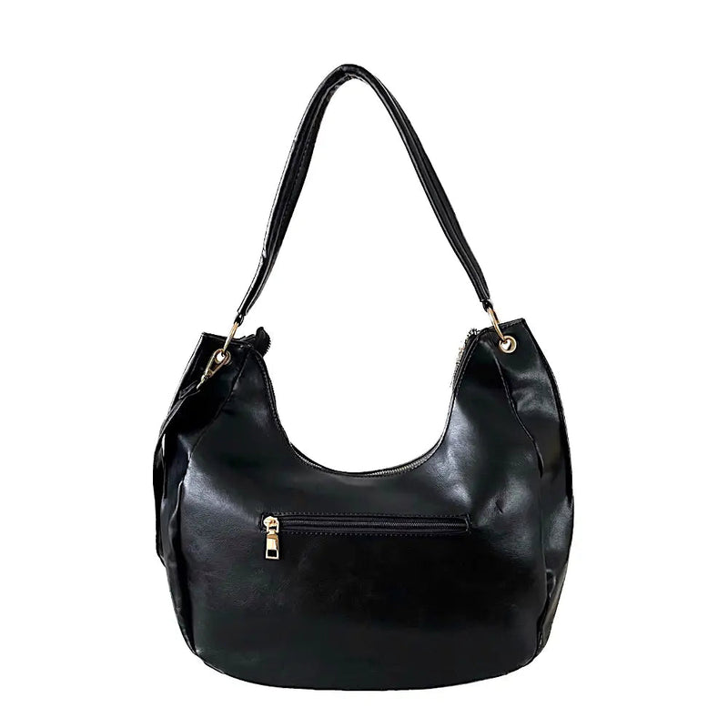 Bolsa Hobo Soft com Bolso Preta - Acessorio de Moda