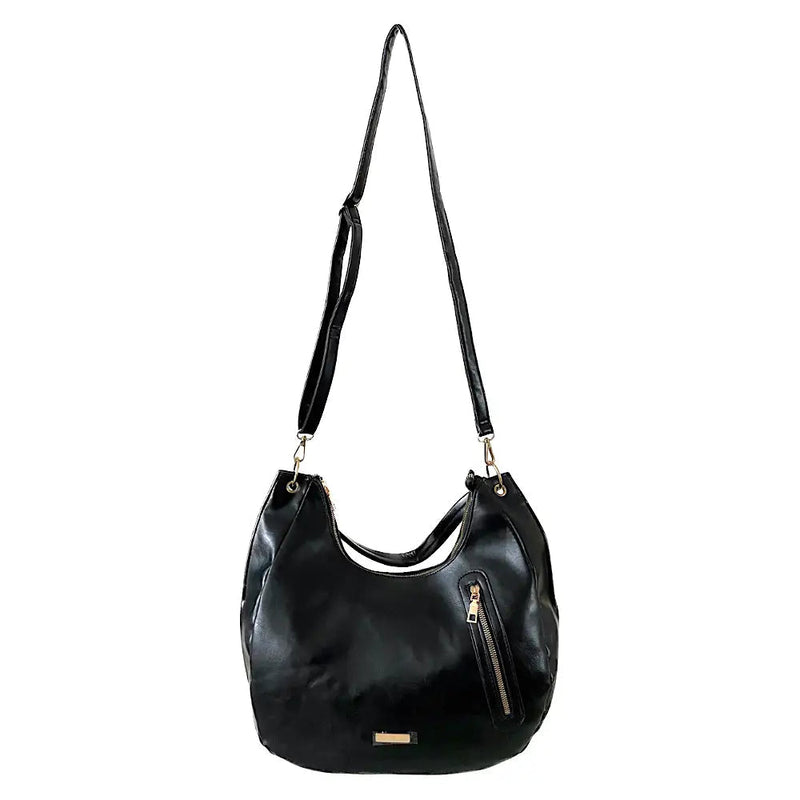 Bolsa Hobo Soft com Bolso Preta - Acessorio de Moda