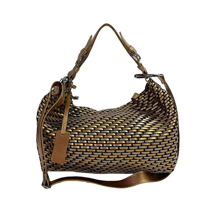 Bolsa Hobo Tela Couro Bronze - Acessorio de Moda - Estilo