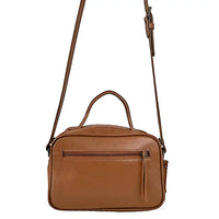 Bolsa Its! Crossbody Couro Média com Divisão Caramelo