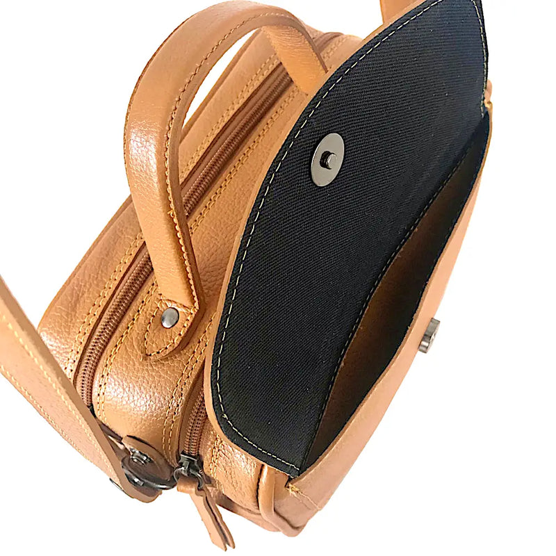 Bolsa Its! Crossbody Couro Média com Divisão Mostarda