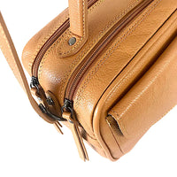 Bolsa Its! Crossbody Couro Média com Divisão Mostarda