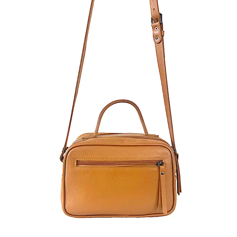 Bolsa Its! Crossbody Couro Média com Divisão Mostarda