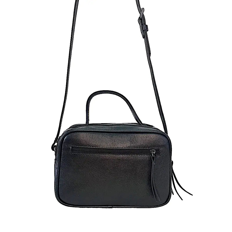 Bolsa Its! Crossbody Couro Média com Divisão Preta