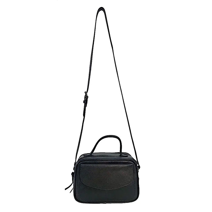 Bolsa Its! Crossbody Couro Média com Divisão Preta