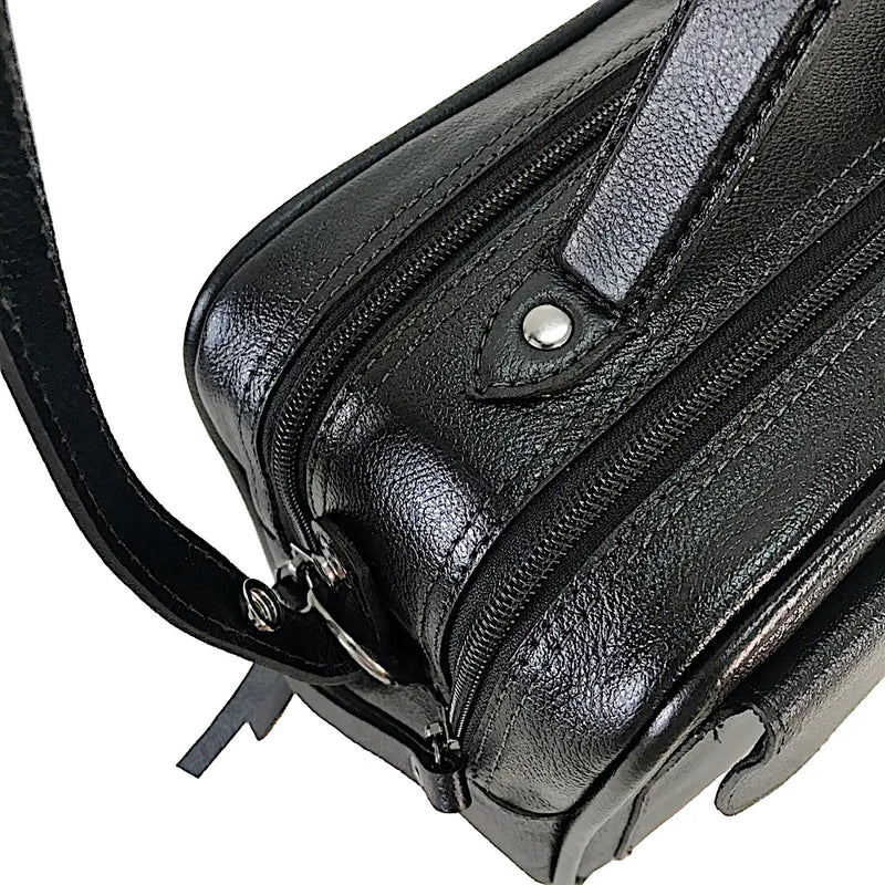 Bolsa Its! Crossbody Couro Média com Divisão Preta