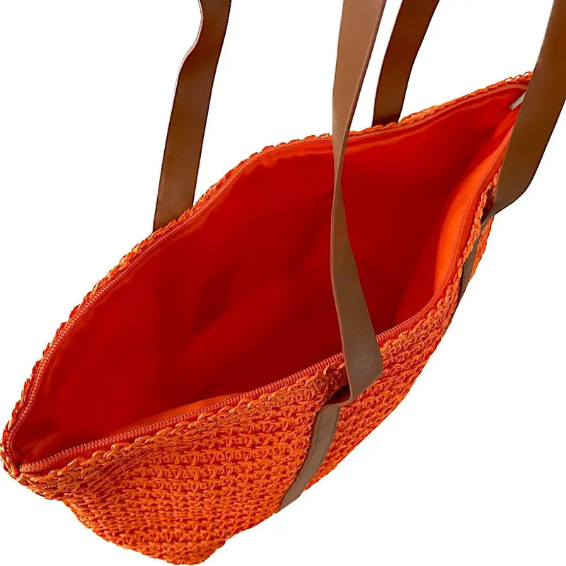 Bolsa Its! Palha Laranja - Acessorio de Moda - Estilo Couro