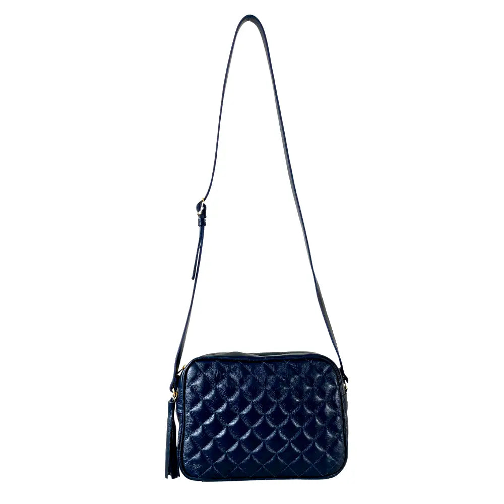 Bolsa Tiracolo Couro Matelassê Azul - Acessorio De Moda -