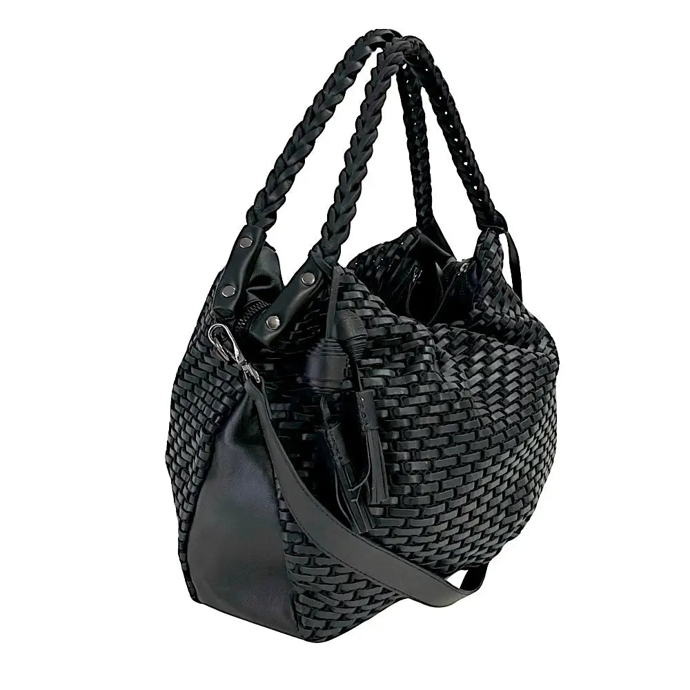 Bolsa Tote com Divisões Tela Couro Preto - Acessorio