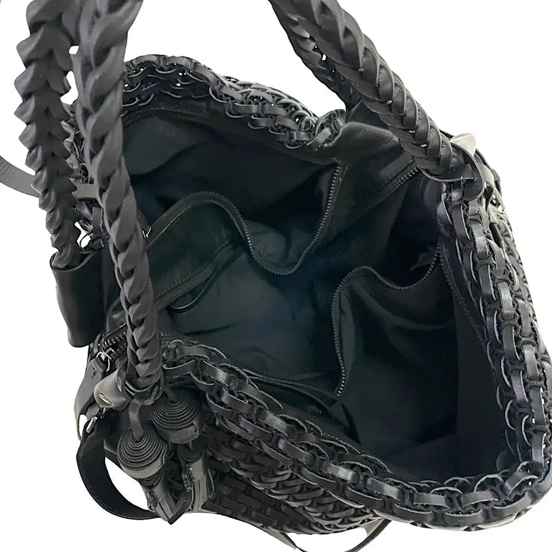 Bolsa Tote com Divisões Tela Couro Preto - Acessorio