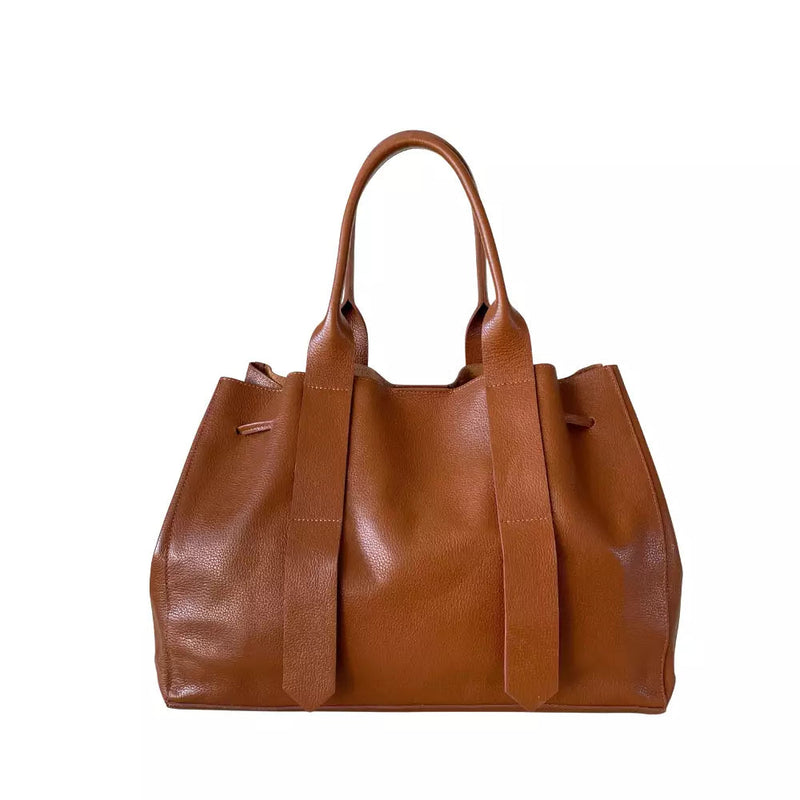 Bolsa Tote Grande Couro Caramelo - Acessorio De Moda -