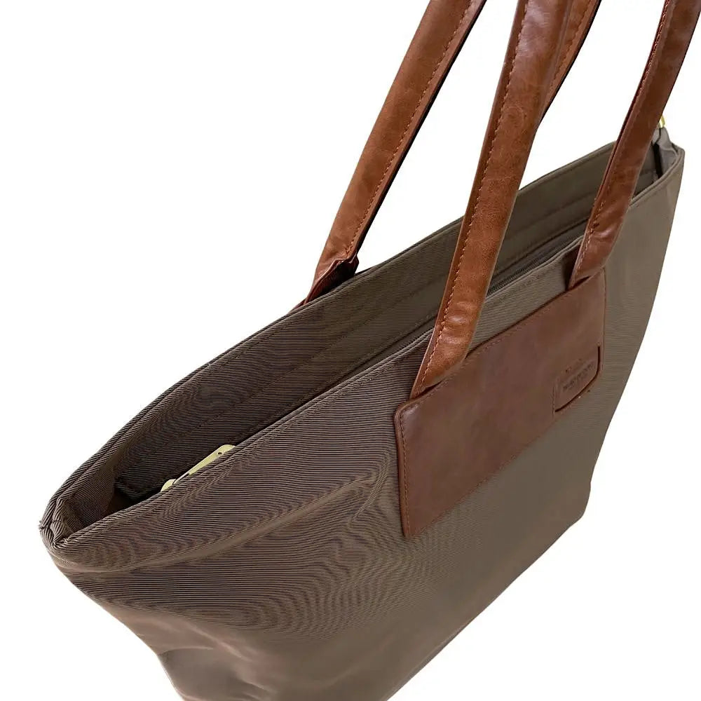 Bolsa Tote Nylon Caqui - Acessorio de Moda - Estilo Couro