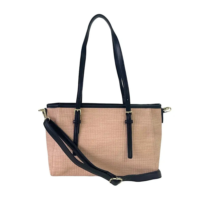 Bolsa Tote Ráfia Sintética Preto - Acessorio de Moda