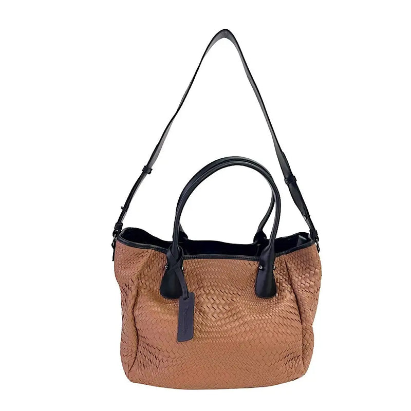 Bolsa Tote Tressê Couro Caramelo - Acessorio de Moda