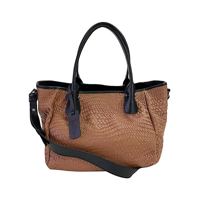 Bolsa Tote Tressê Couro Caramelo - Acessorio de Moda