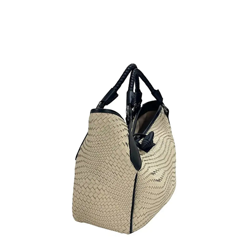 Bolsa Tote Tressê Couro Off-white - Acessorio de Moda