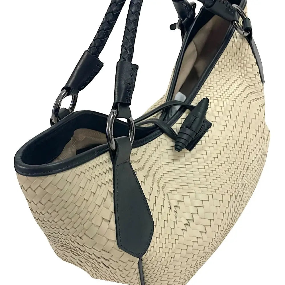 Bolsa Tote Tressê Couro Off-white - Acessorio de Moda