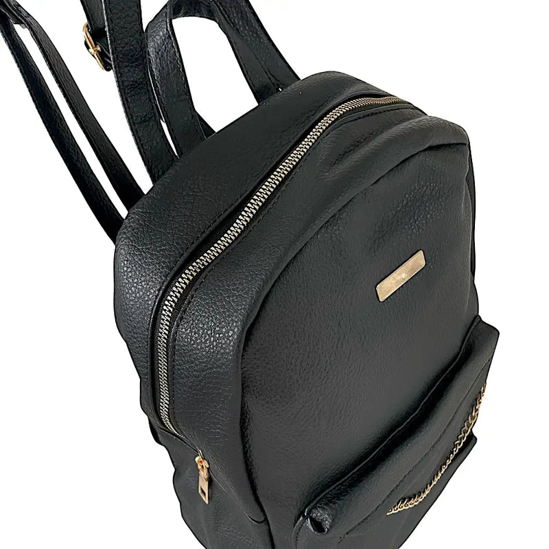 Mochila Média Couro Vegano Preto - Acessorio de Moda