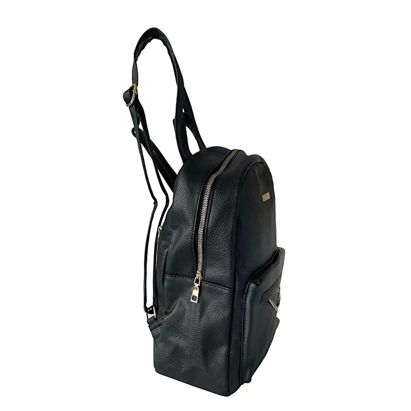 Mochila Média Couro Vegano Preto - Acessorio de Moda